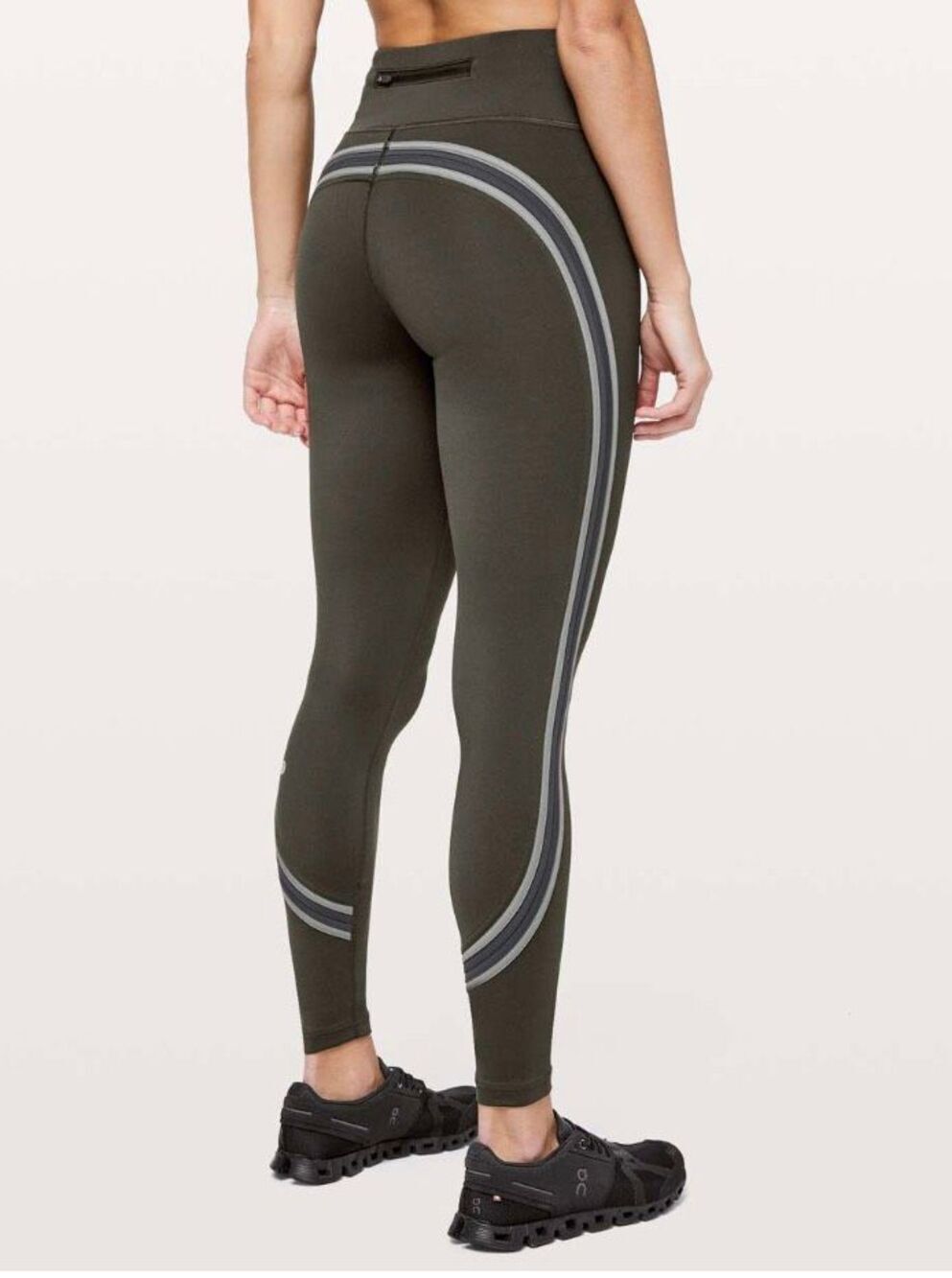 Lululemon Run Crew Tight 28" Dark Olive / Obsidian / Grey Sage Size 2
